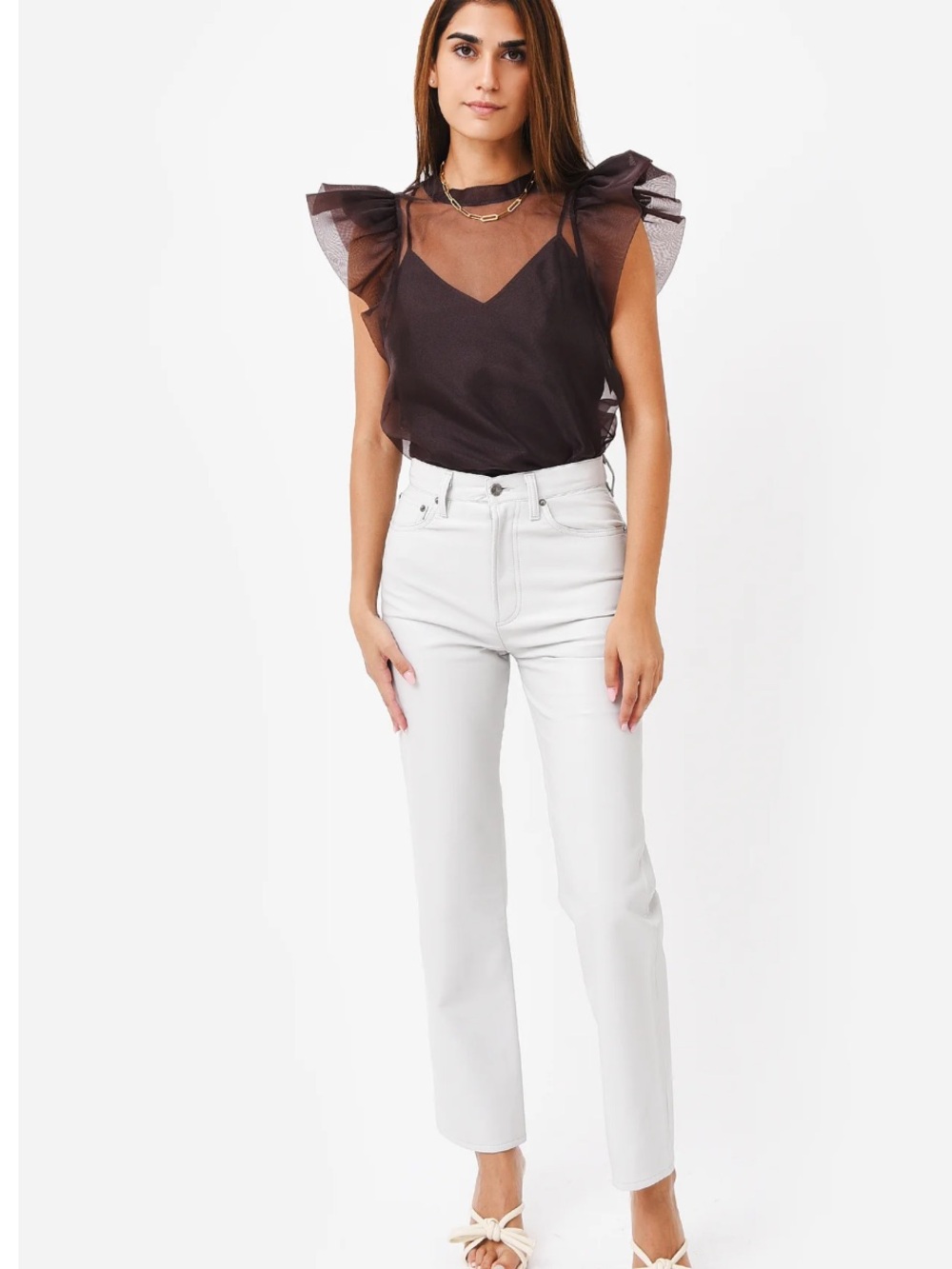 AGOLDE Recycled Leather 90s Pinch Waist Pants in Wisp White Sz 25
